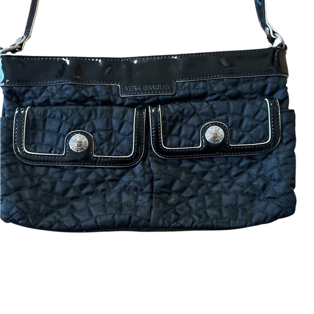 Vera Bradley Black Quilted W/Patent Leather trim Crossbody - Picture 2 of 4